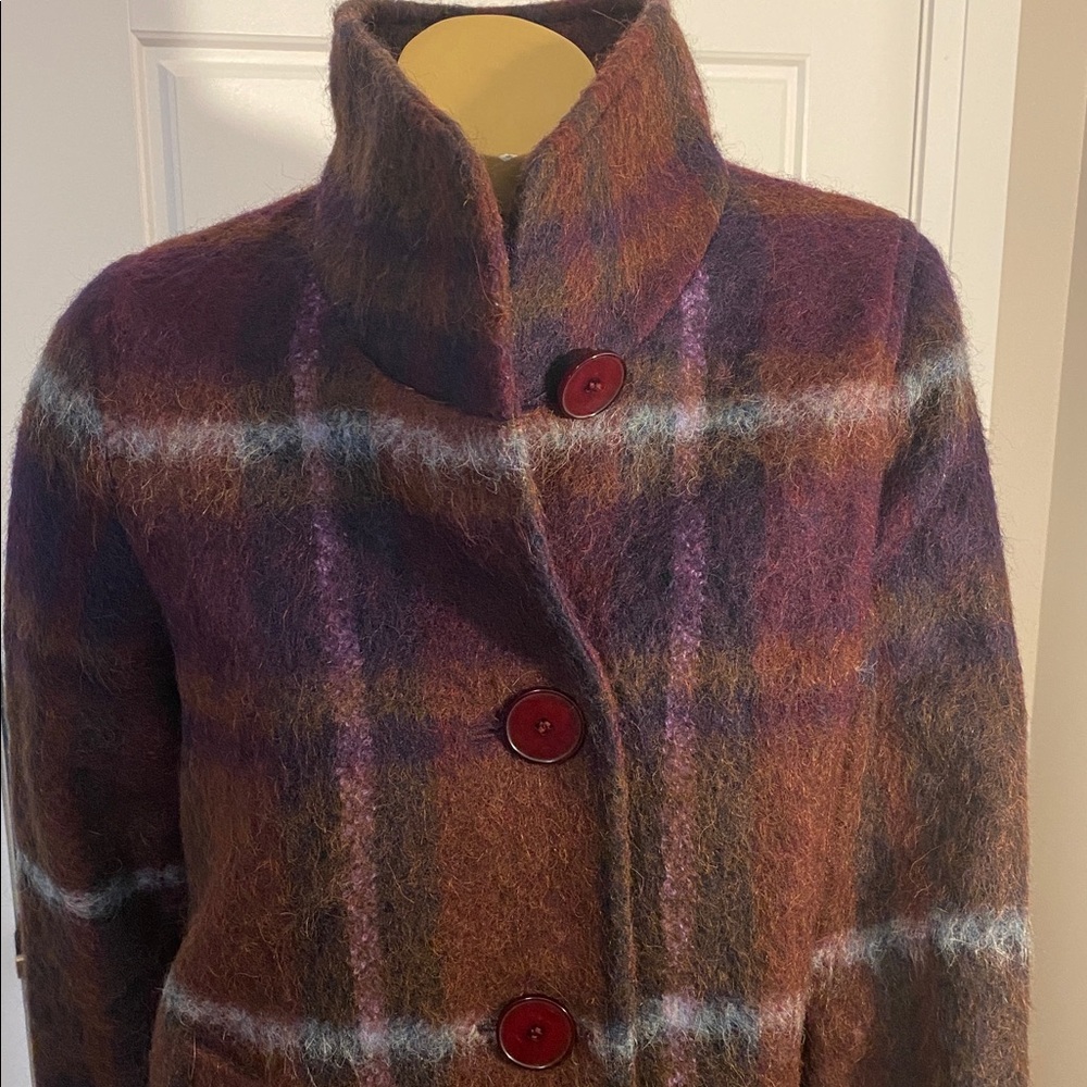 Made in Canada wool/ alpaca/ mohair blend Plaid Women's Pea Coat from Vogue